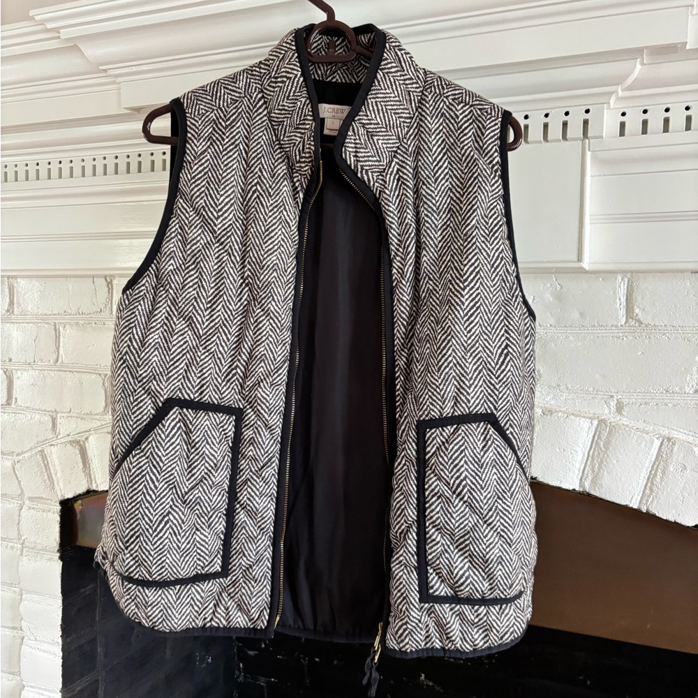 Men's Black and White Herringbone Vest